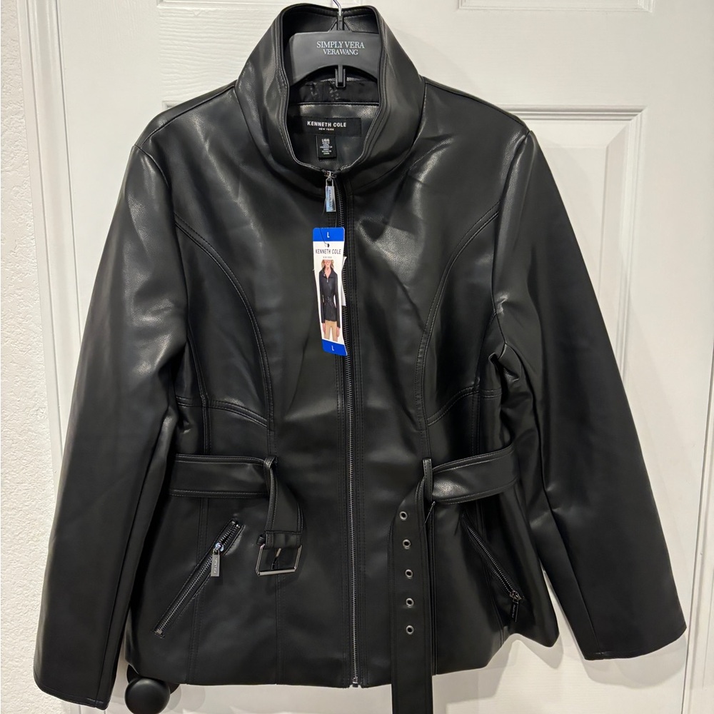 Kenneth Cole Belted Faux Leather Women's Jacket